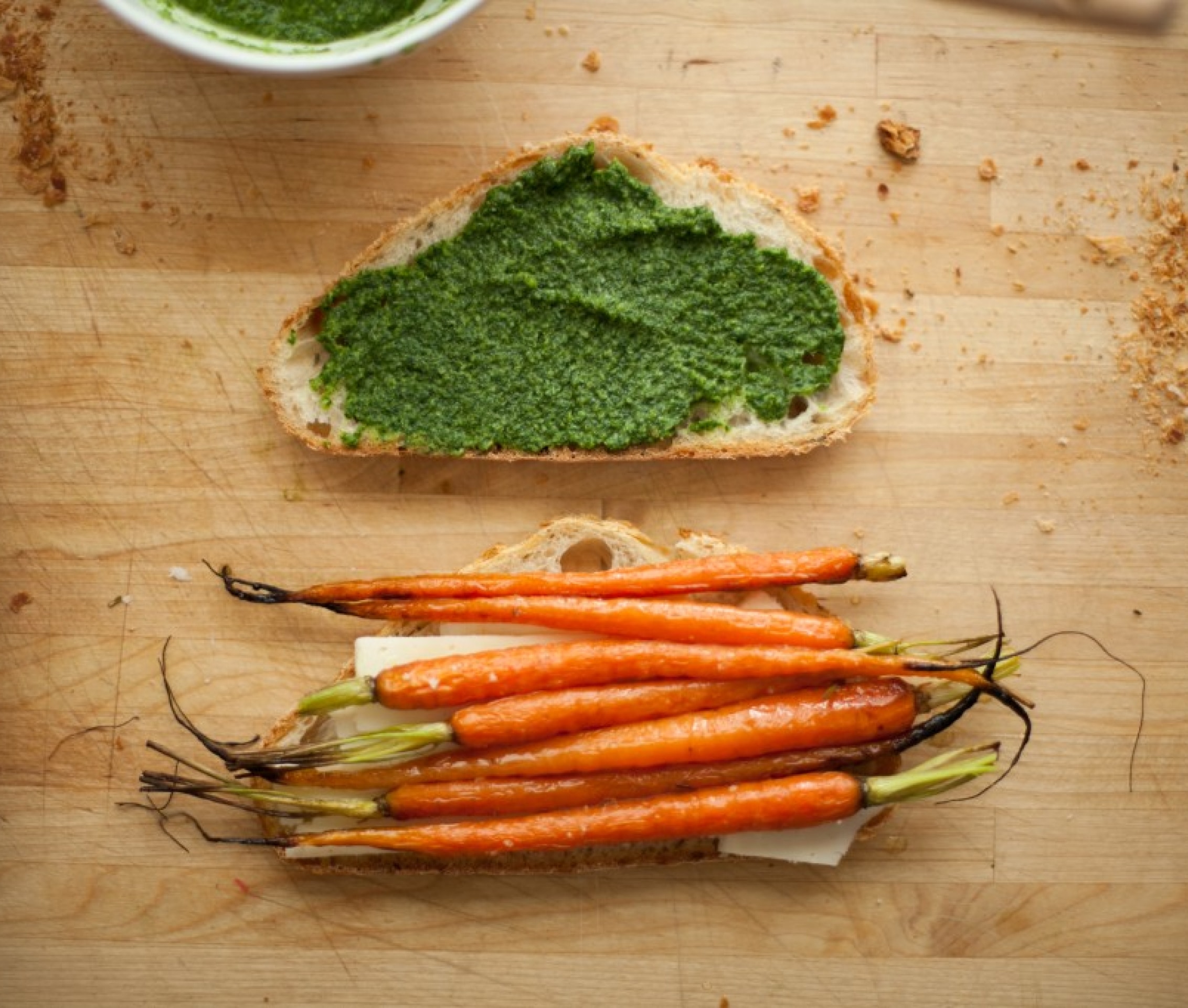 Image of Grilled Cheese with Roasted Carrots and Pesto